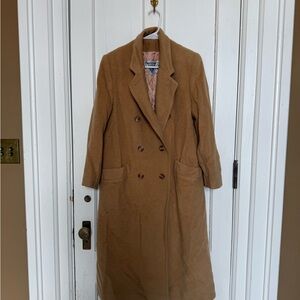 Vintage Wool Camel Double Breasted Coat L